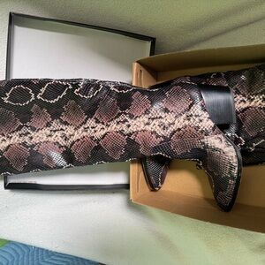 Vince Camuto Black and Brown Over the Knee Boots